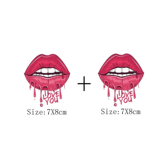 Print Lips Patches For Clothes Heat Transfer Thermal Stickers DIY Washable T-Shirts Iron On Transfer  Girls Lips Patches