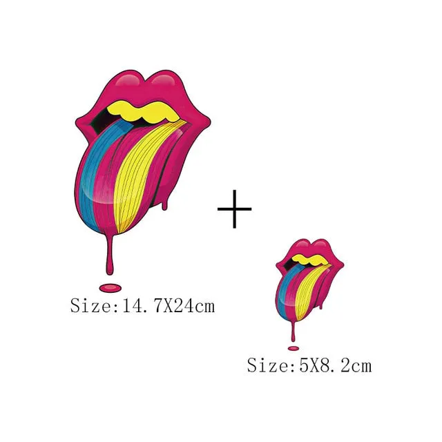 Print Lips Patches For Clothes Heat Transfer Thermal Stickers DIY Washable T-Shirts Iron On Transfer  Girls Lips Patches