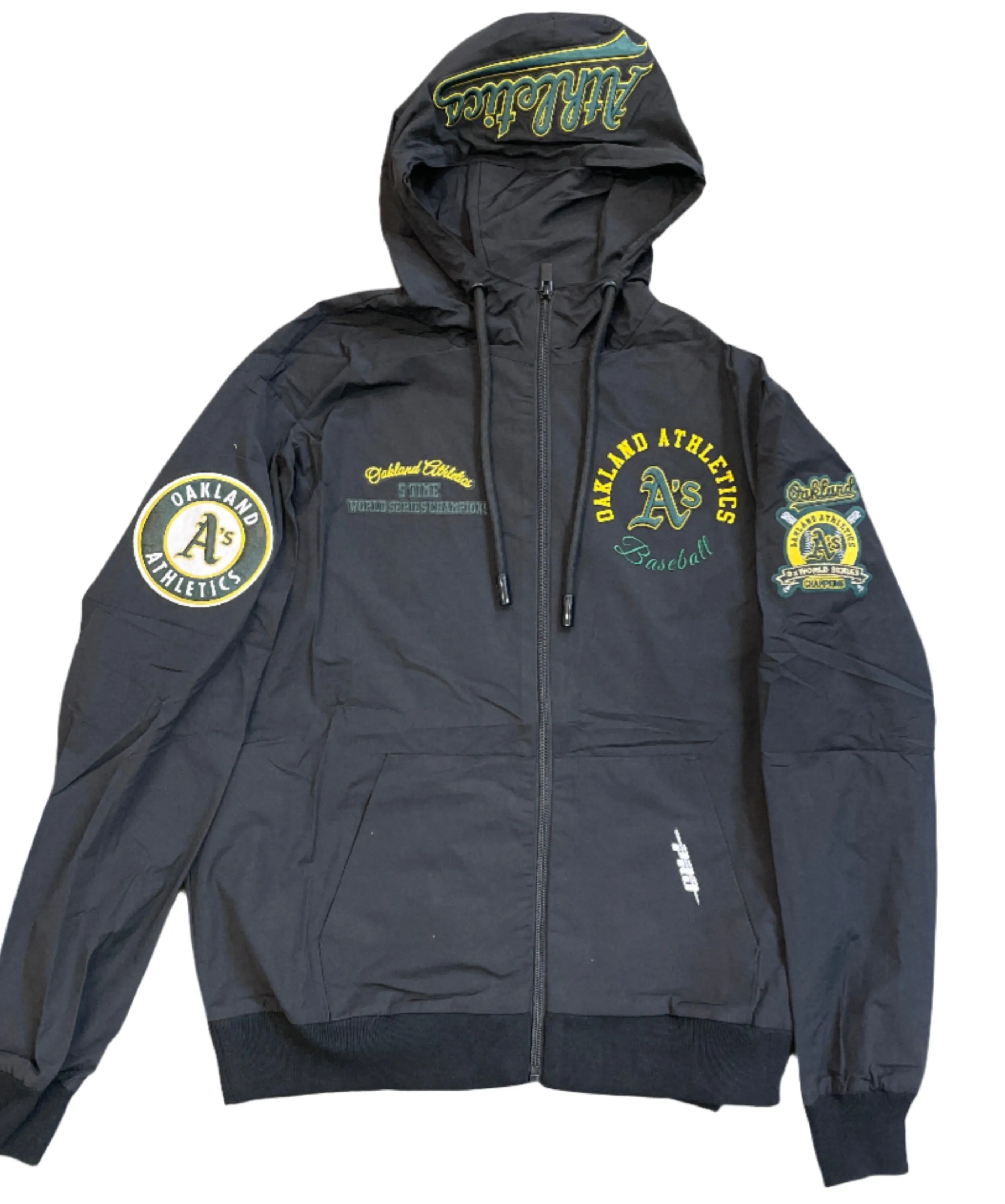 Pro Standard Men's Oakland Athletics Hybrid Woven Hoodie-Black