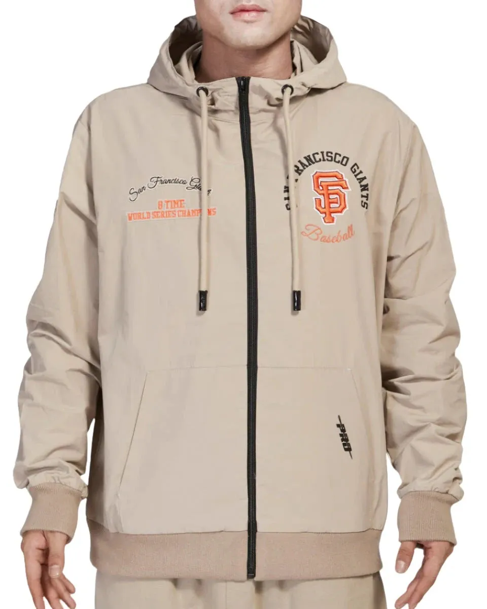 Pro Standard Men's San Francisco Giants Hybrid Woven Hoodie-Khaki