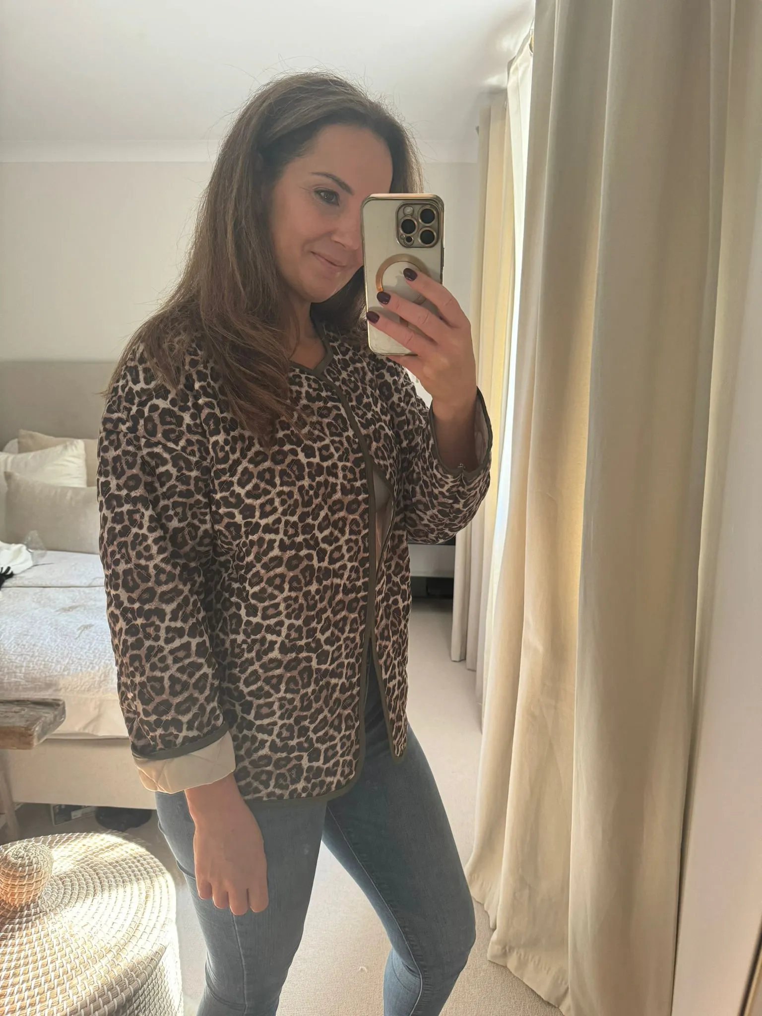 Quilted Leopard Print Cotton Jacket