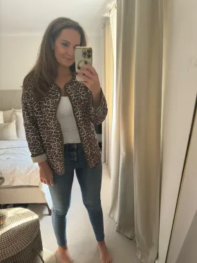 Quilted Leopard Print Cotton Jacket