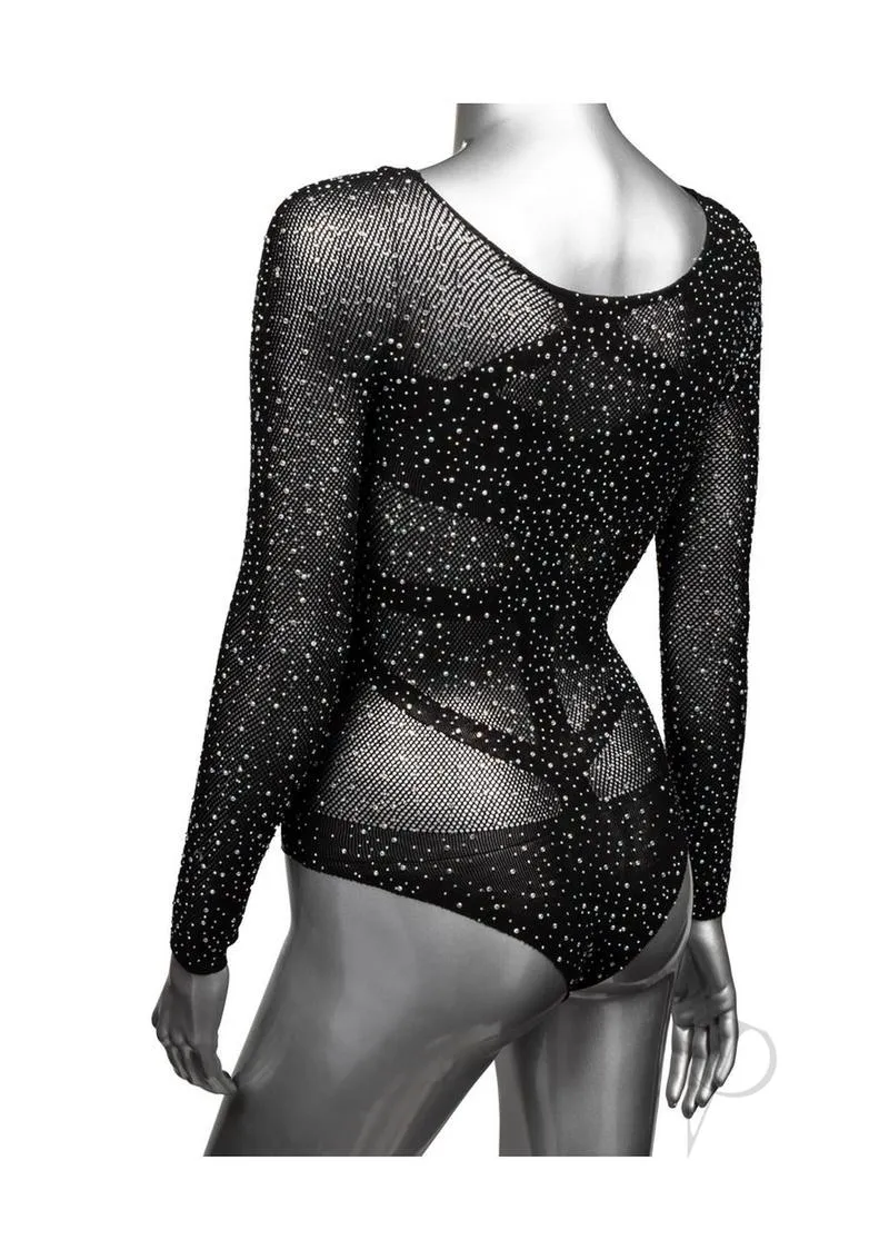 Radiance Long Sleeve Body Suit with Rhinestone Dots Black