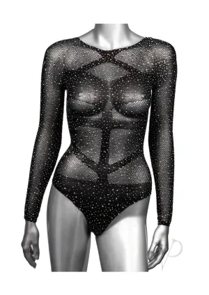 Radiance Long Sleeve Body Suit with Rhinestone Dots Black