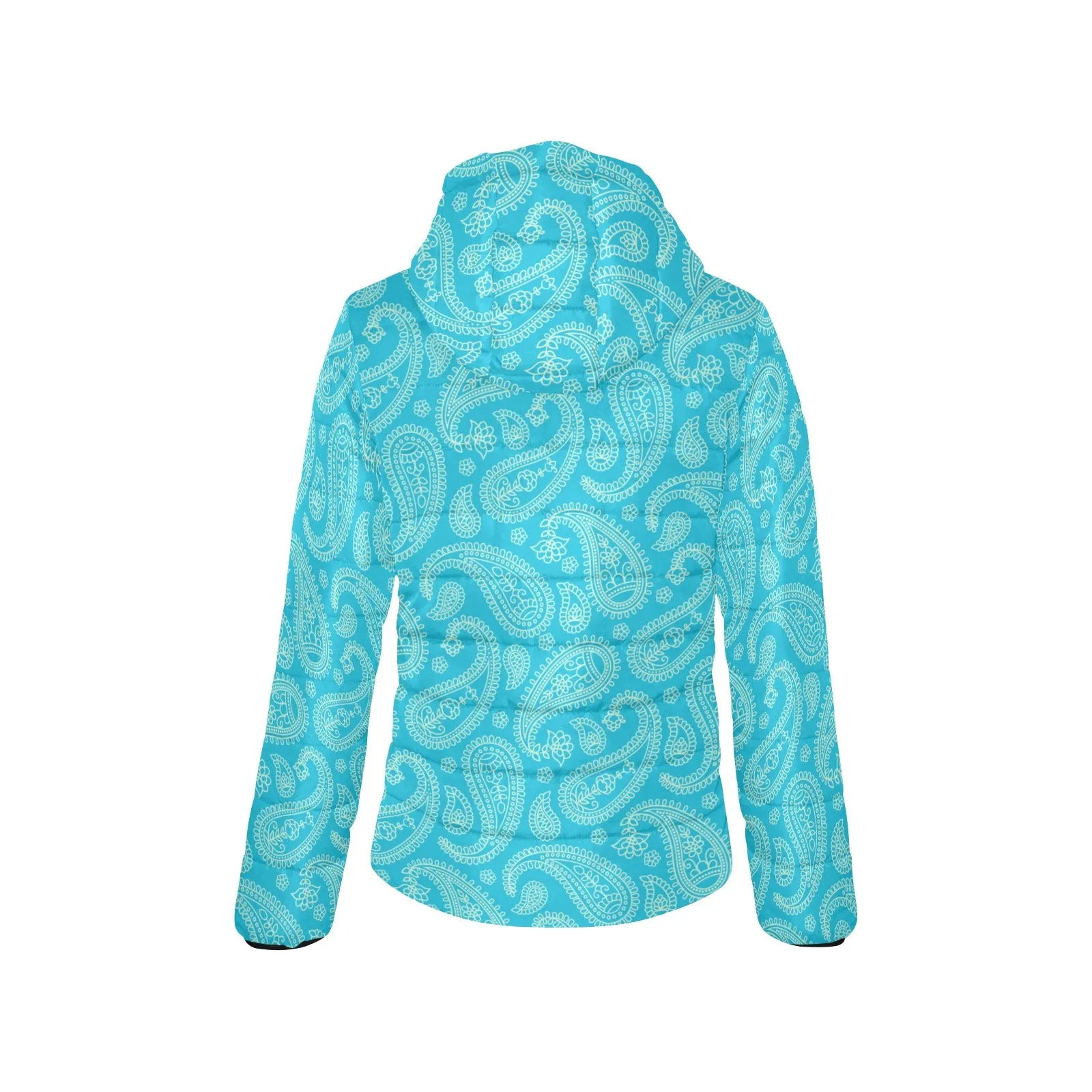 Robin's Egg Paisley Women's Padded Hooded Jacket