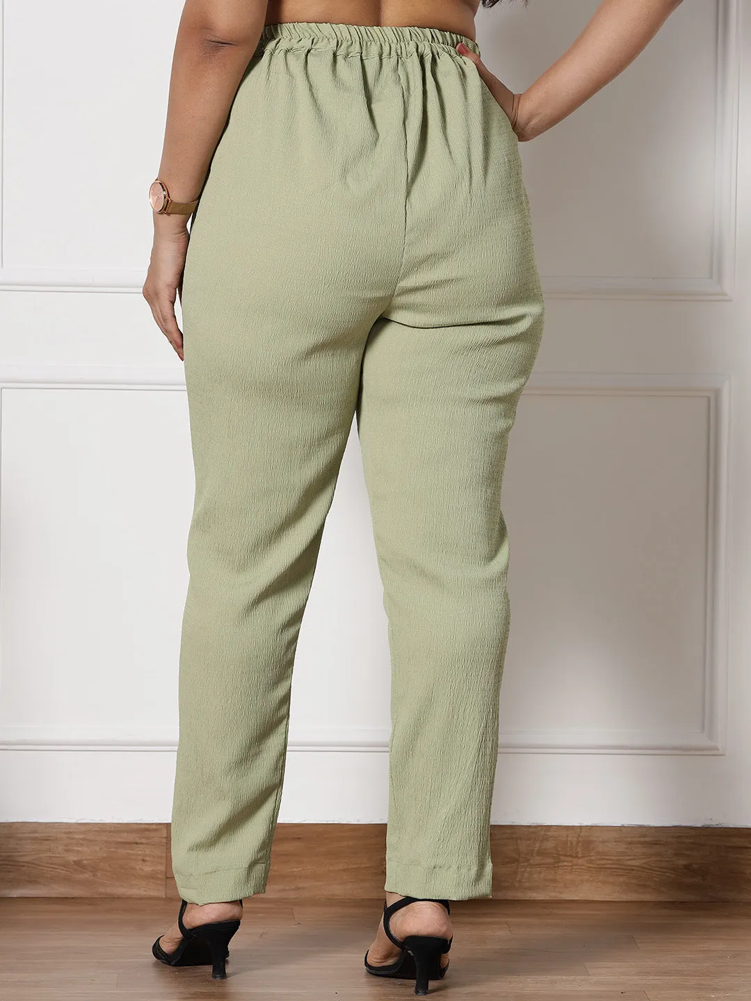 SageGreen Textured WaistbandPants