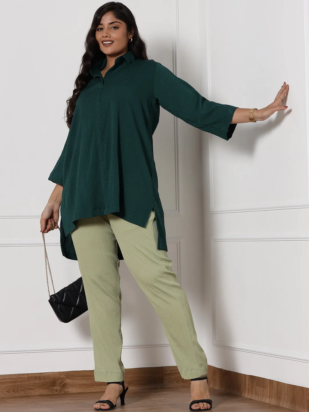 SageGreen Textured WaistbandPants