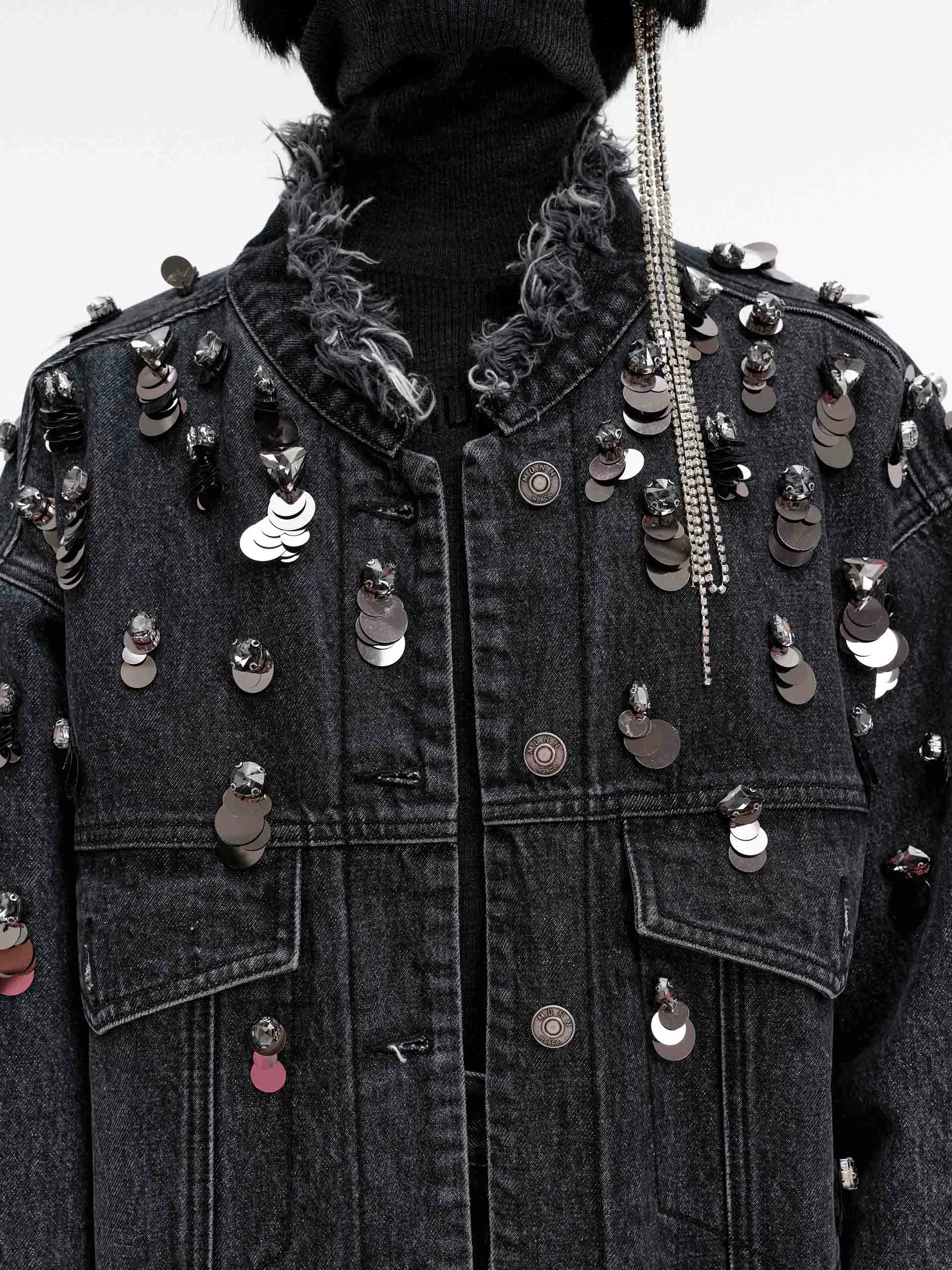 Sequins Detail Denim Jacket