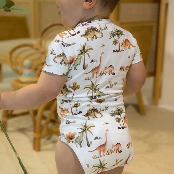 Snuggle Hunny Short Sleeve Bodysuit - Dino Organic