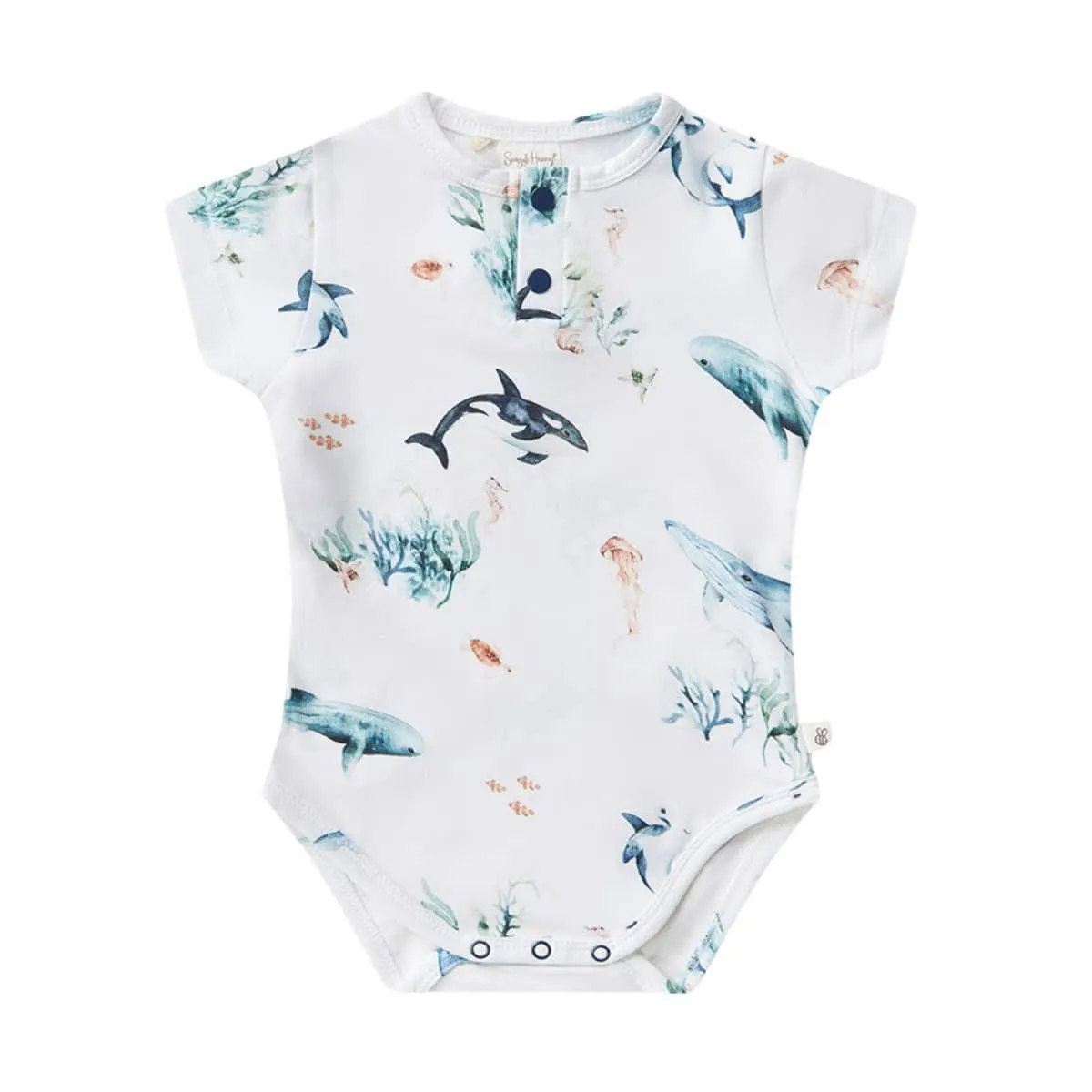 Snuggle Hunny Short Sleeve Bodysuit - Ocean Organic