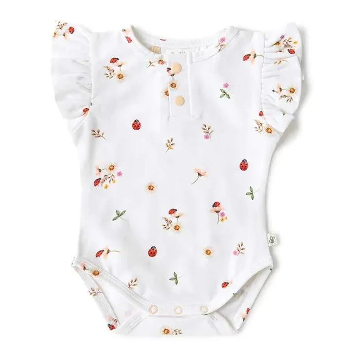 Snuggle Hunny SS Organic Bodysuit w/ Frill - Ladybug