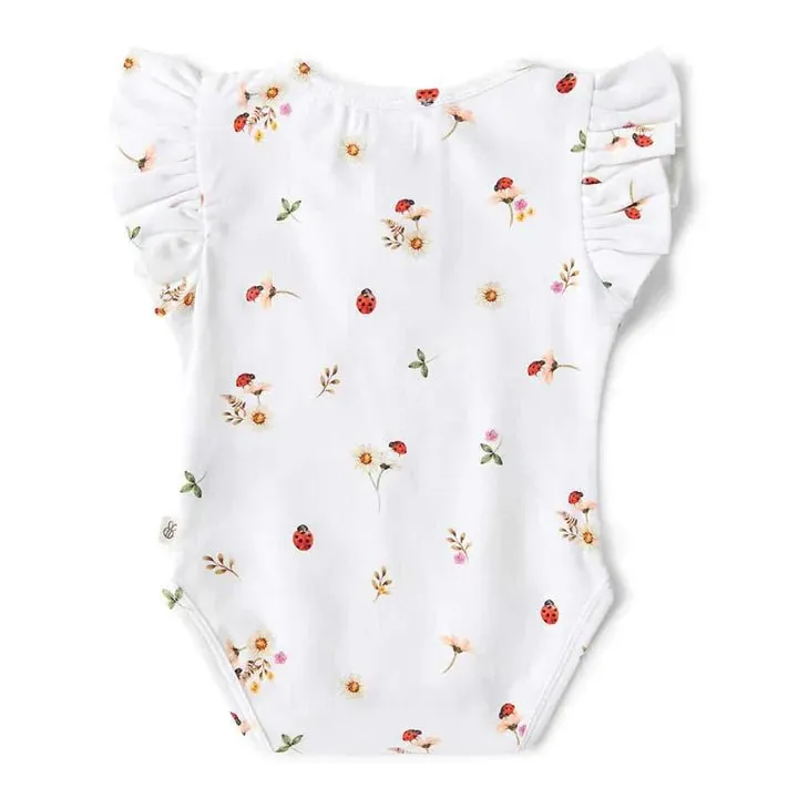 Snuggle Hunny SS Organic Bodysuit w/ Frill - Ladybug