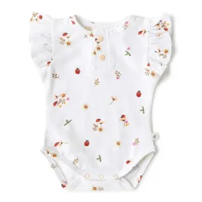 Snuggle Hunny SS Organic Bodysuit w/ Frill - Ladybug