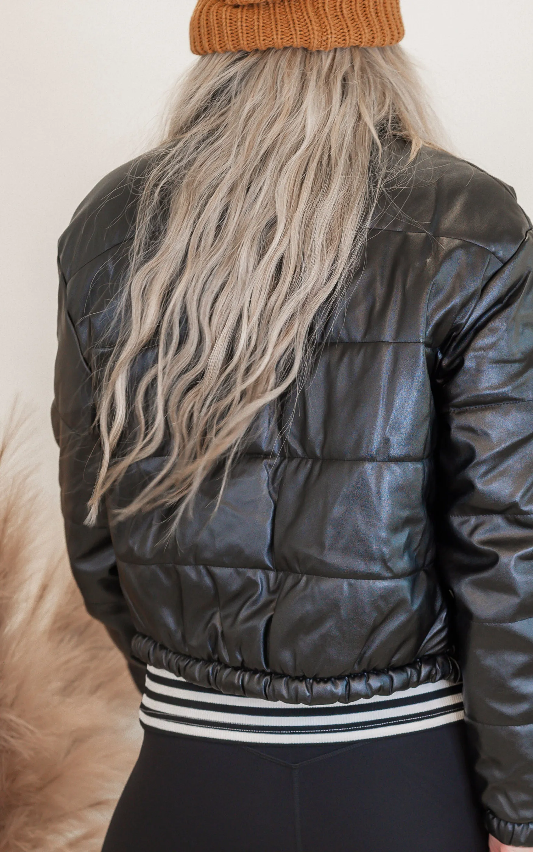 Soft Vegan Leather Quilted Puffer Jacket