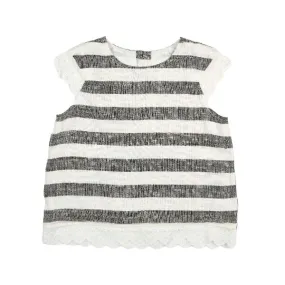 Stripe Linen Top w/ Lace Trim