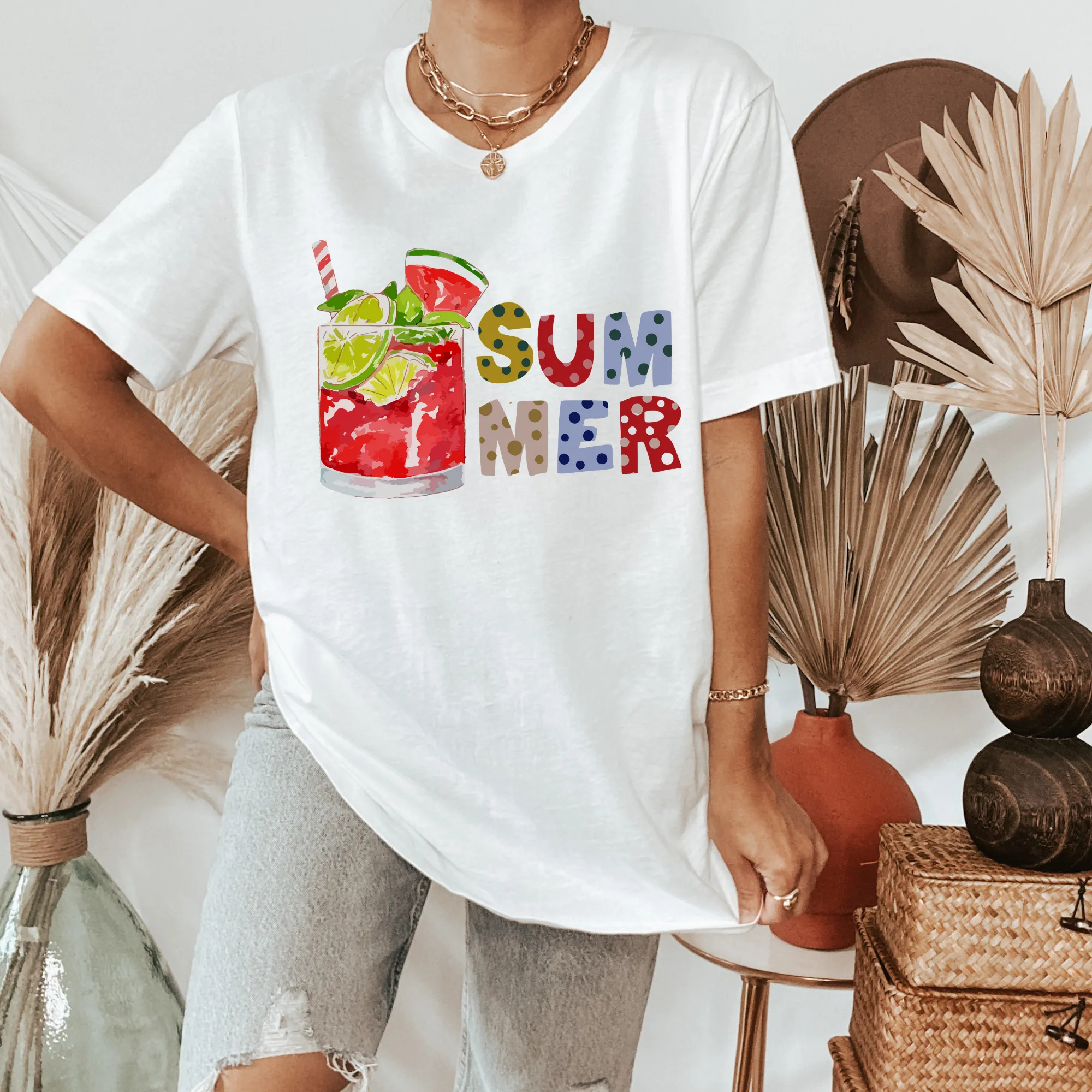 Summer Margarita Unisex Bella Canvas® T-shirt Women's Heather Peach, Heather Mint or White Pretty Summer T-Shirts