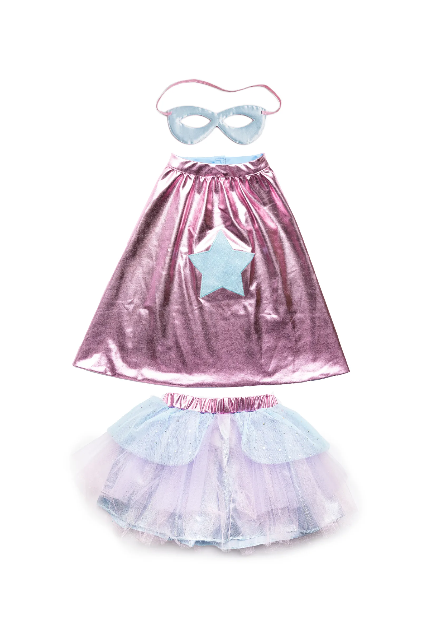 Super-duper Tutu, Cape & Mask, Metallic Pink & Light Blue