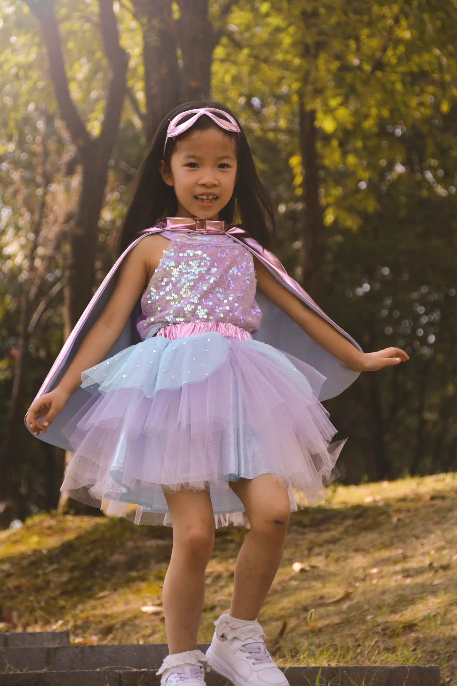 Super-duper Tutu, Cape & Mask, Metallic Pink & Light Blue