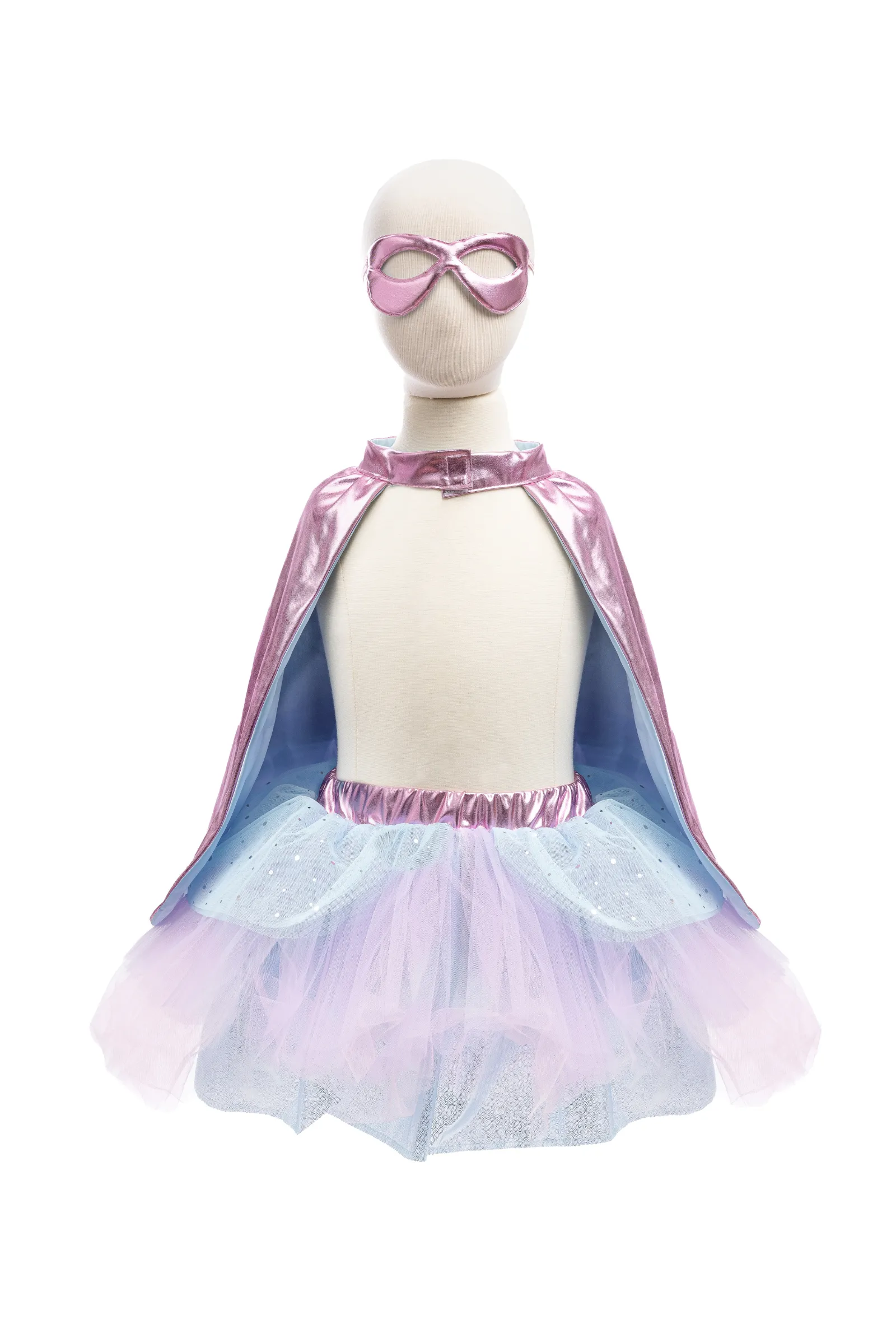 Super-duper Tutu, Cape & Mask, Metallic Pink & Light Blue