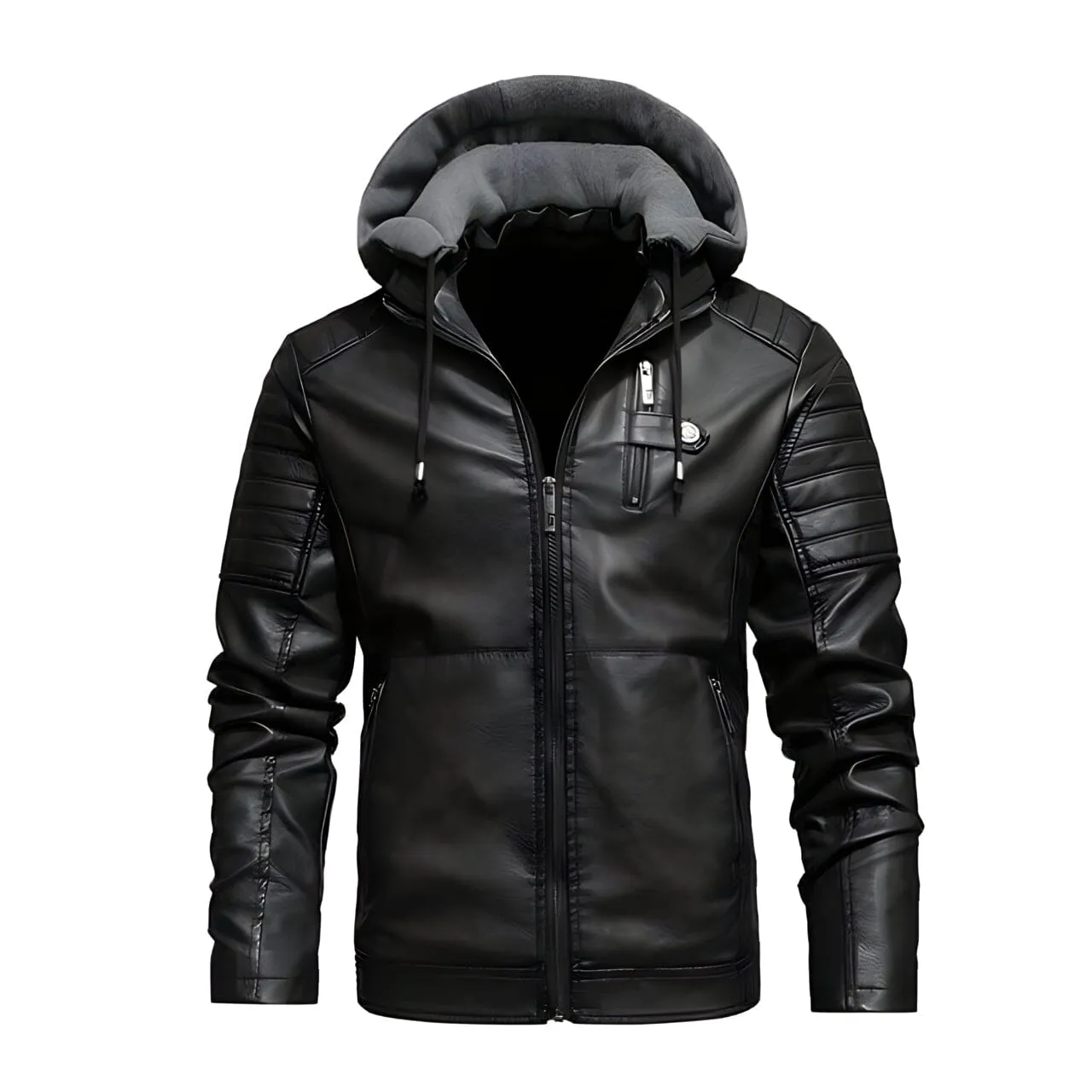 The Mountaineer Faux Leather Hooded Biker Jacket - Multiple Colors