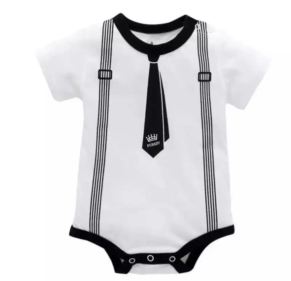 Tie Suspenders Print Onesie - White