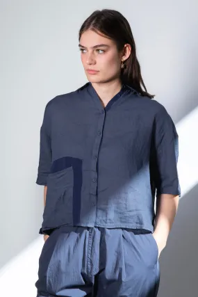 Transit Par Such Short Sleeve contrasting Pocket Shirt in Navy Blue