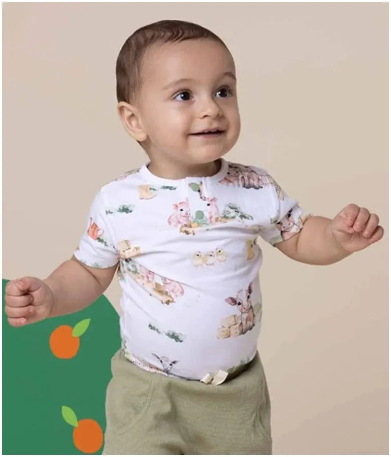 Unisex Cotton Farm Bodysuit (short-sleeved)