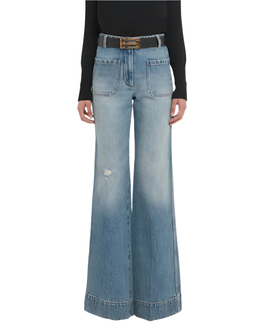 Victoria Beckham Alina Jean-Worn Blue Wash