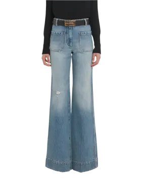 Victoria Beckham Alina Jean-Worn Blue Wash