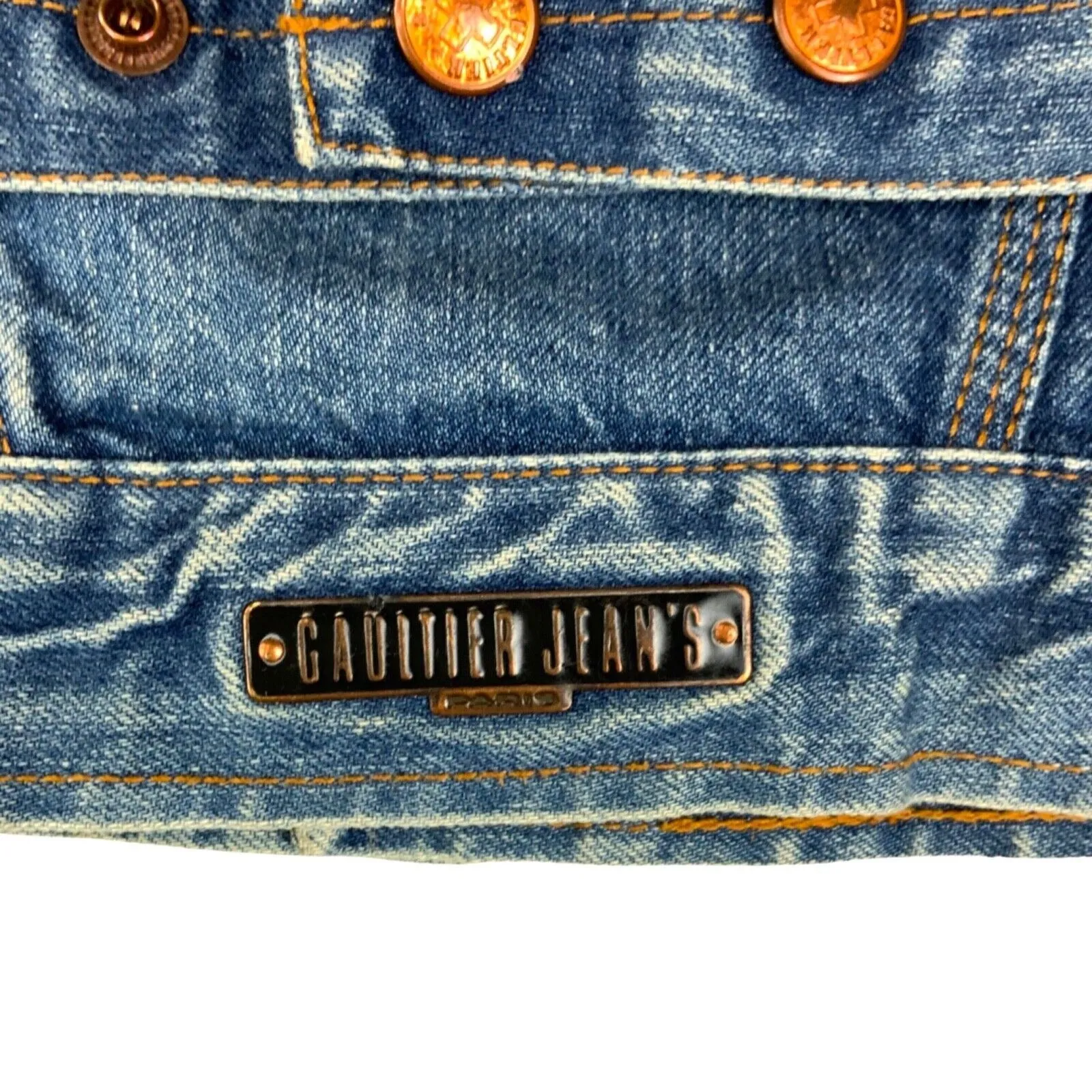 Vintage 90s Blue Bronze Jean Paul Gaultier Jeans Fitted Denim Jean Jacket M