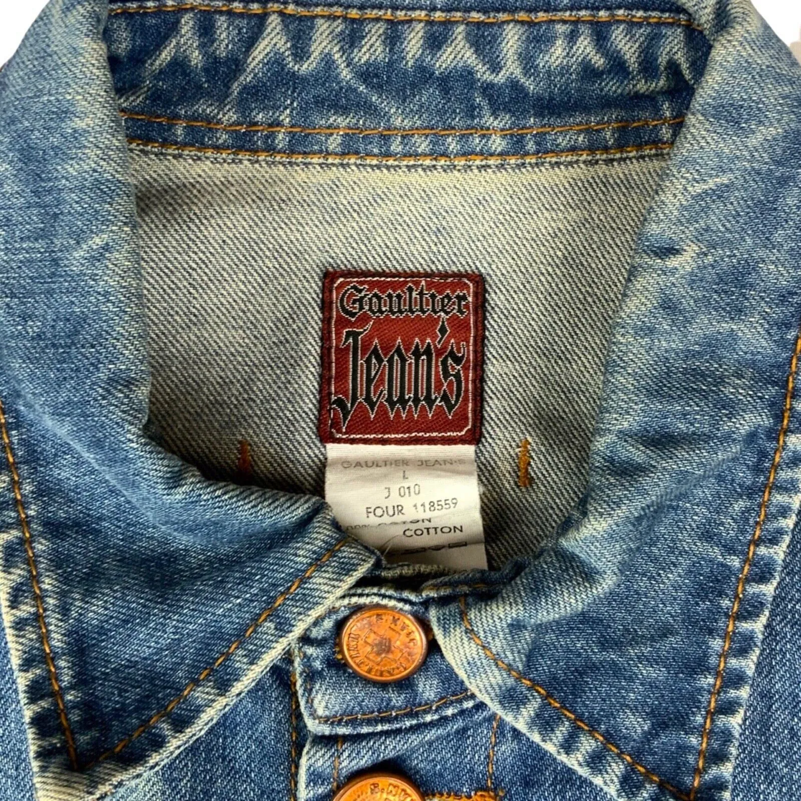 Vintage 90s Blue Bronze Jean Paul Gaultier Jeans Fitted Denim Jean Jacket M