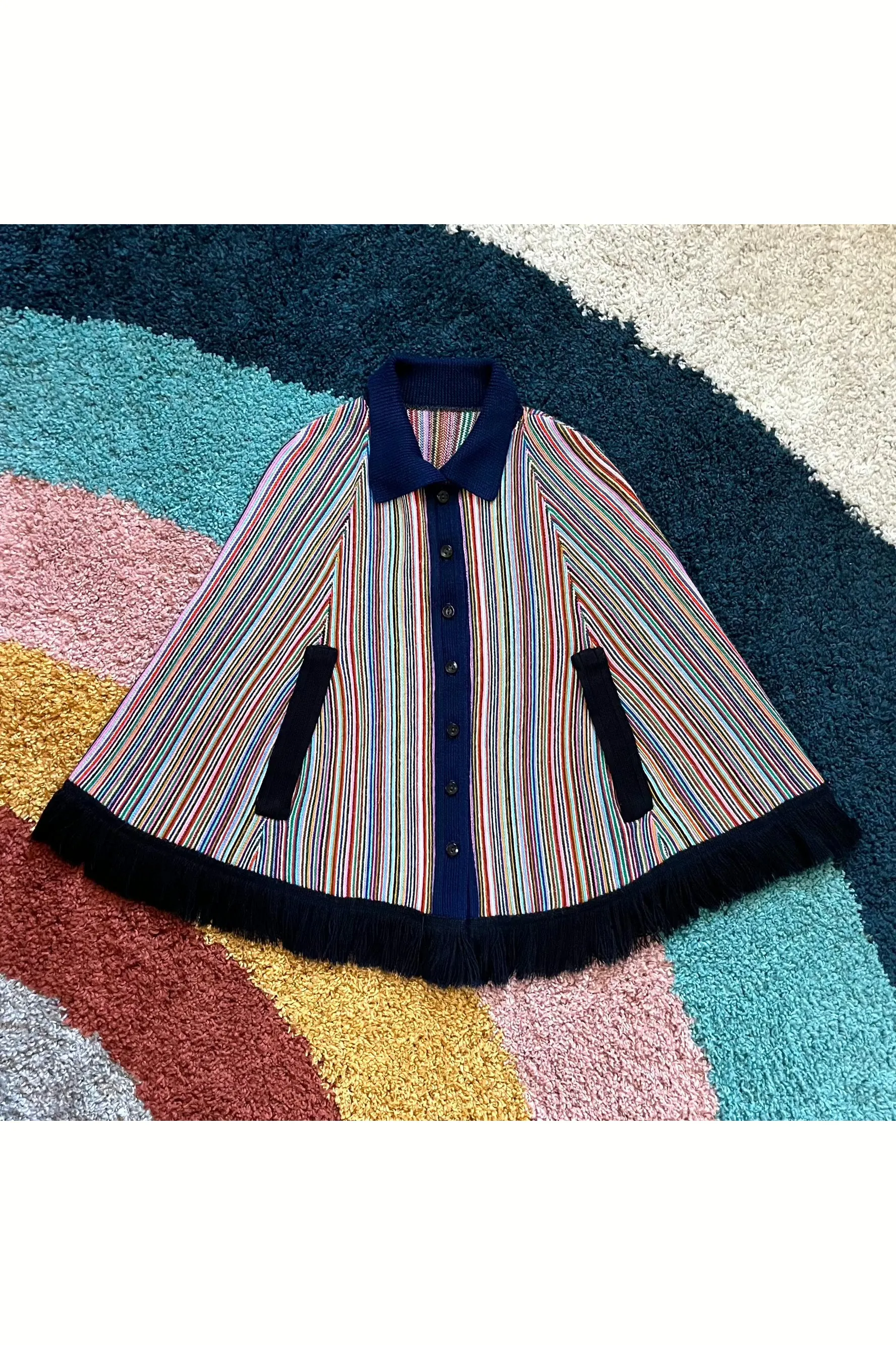 Vintage Rare 60s Rainbow Knit Cape