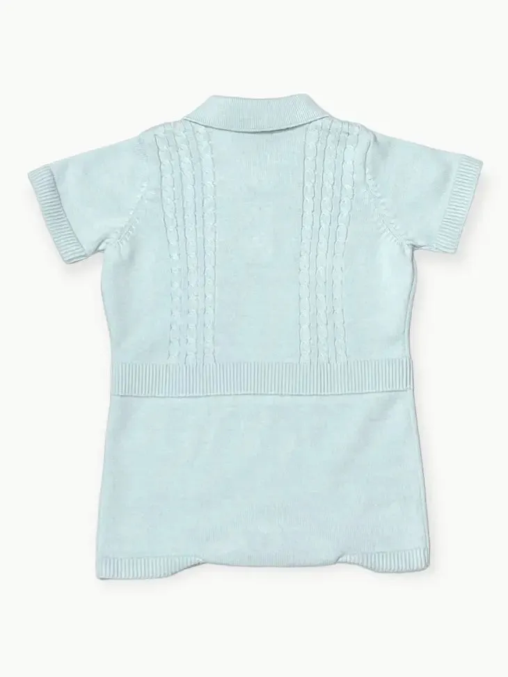 VIV Blue Collared Knit Short Romper