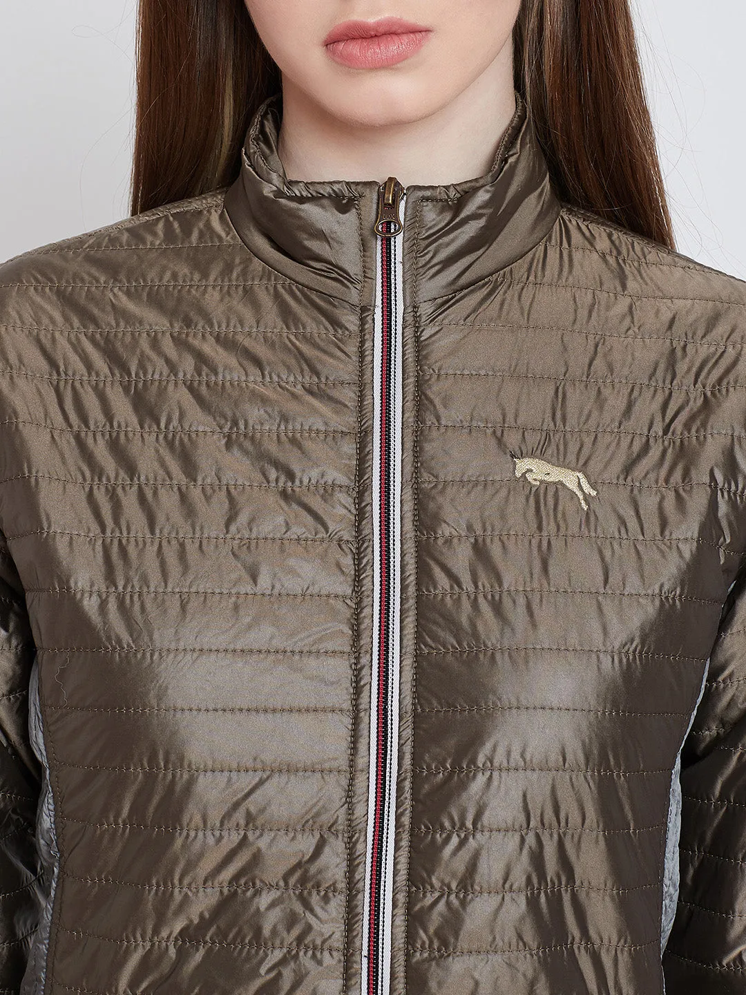 Women Casual Copper Quilted Jacket