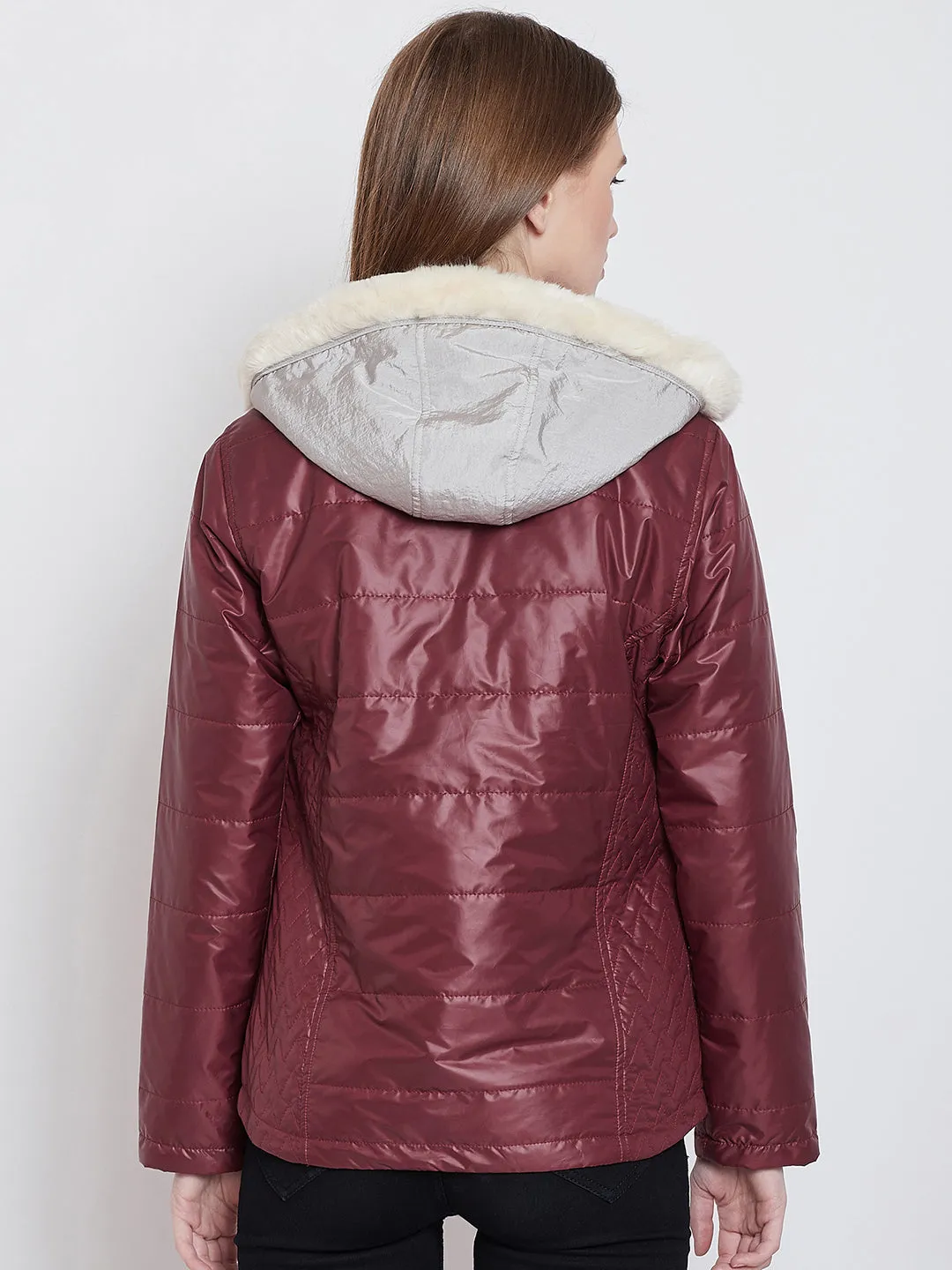 Women Casual Red Quilted Jacket