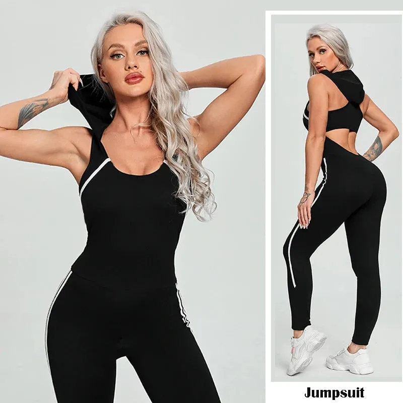 Women Yoga Gym Backless Tracksuit