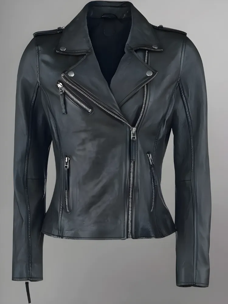 Women's Sheep Leather Classic Asymmetrical Motorcycle Jacket