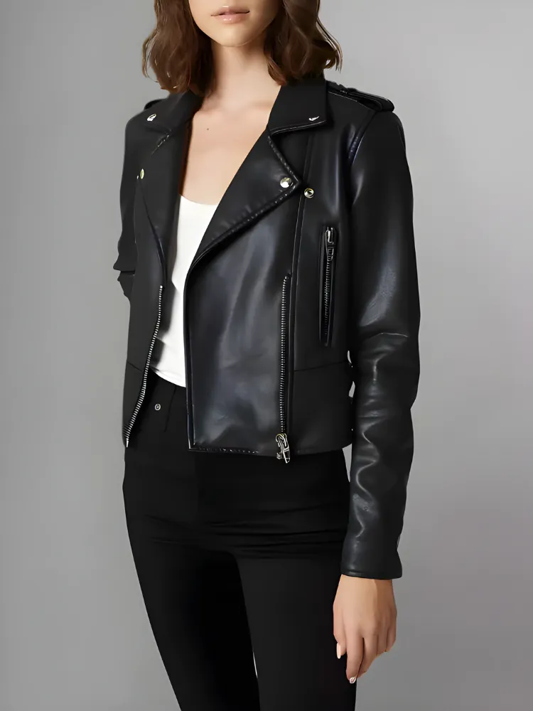 Women's Sheep Leather Classic Asymmetrical Motorcycle Jacket