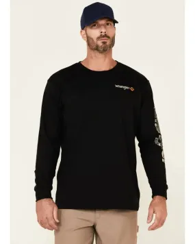 WRANGLER - FR Men's Camo Graphic Long Sleeve Work T-Shirt, Black